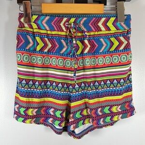 Esqualo Geometric Print Shorts Size X-Small 3” Inseam Colourful Fun Boho